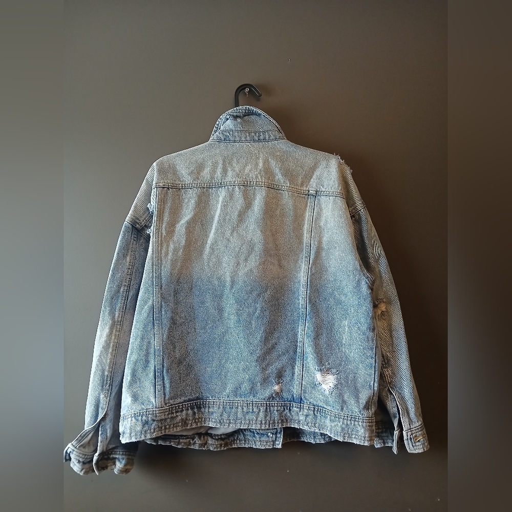 Celebrity Pink Light Blue button down Denim Jacket Women's Size Large - Picture 3 of 4